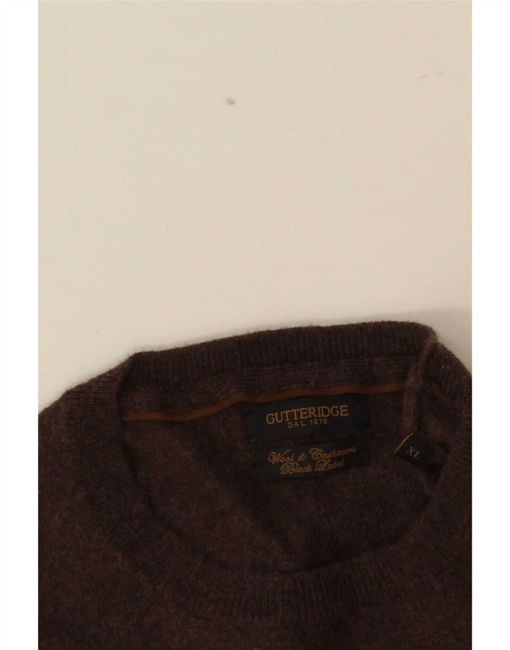 Gutteridge Womens Crew Neck Jumper Sweater UK 18 XL Brown Wool