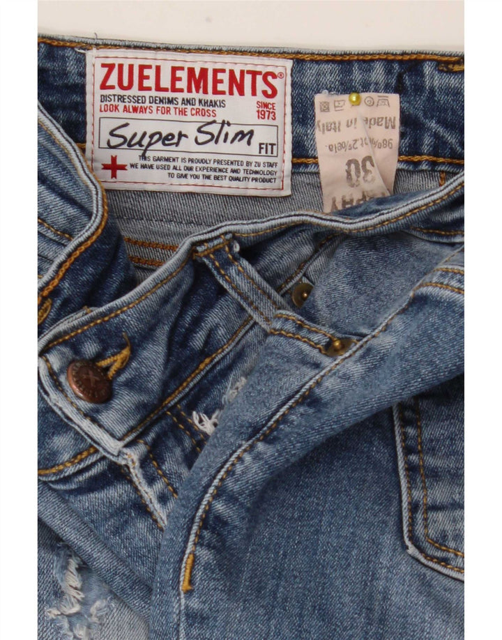 Zu Elements Womens Distressed Super Slim Jeans W30 L28 Blue Cotton