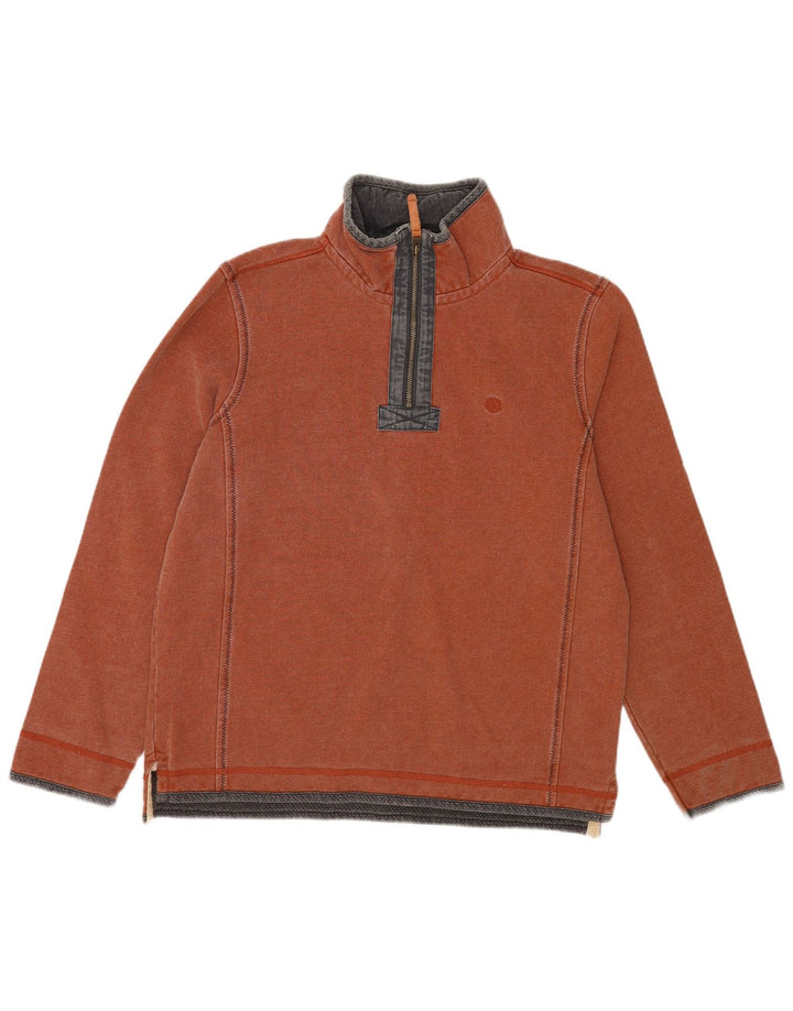 Fat Face Mens Zip Neck Sweatshirt Jumper Medium Brown Cotton