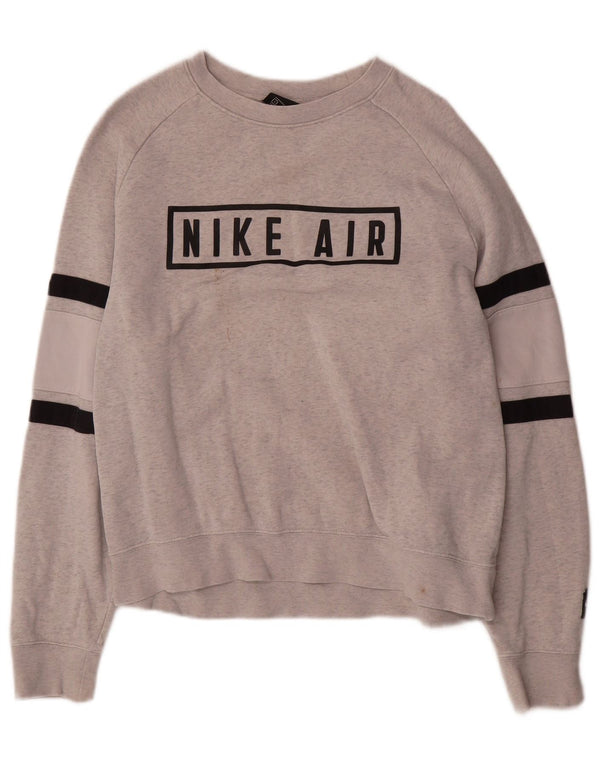 Felpa oversize da donna Nike, maglione UK 10, piccolo cotone grigio screziato