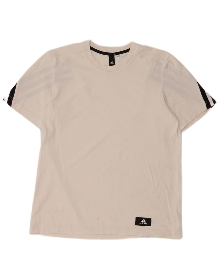 Adidas Mens T-Shirt Top Medium White Cotton