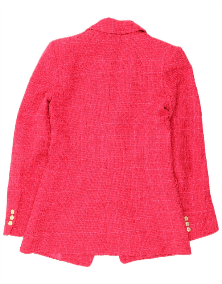Zara Womens Double Breasted Blazer Jacket UK 6 XS Pink Check