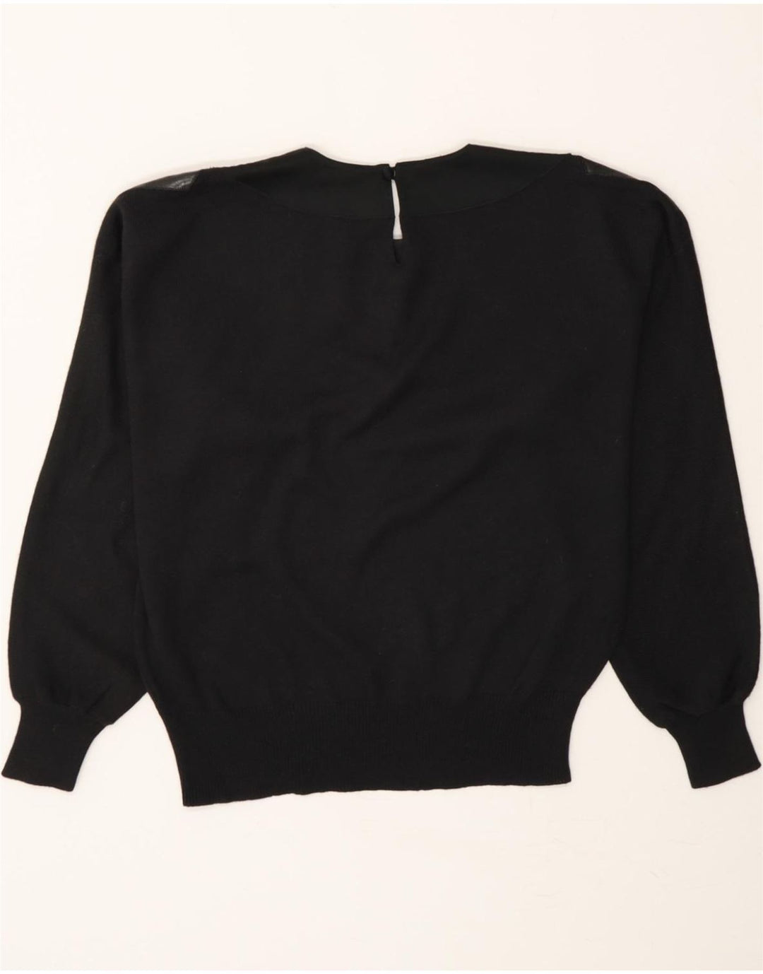 VINTAGE Womens Crew Neck Jumper Sweater EU 38 Medium Black Polyacrylic Vintage Vintage and Second-Hand Vintage from Messina Hembry 