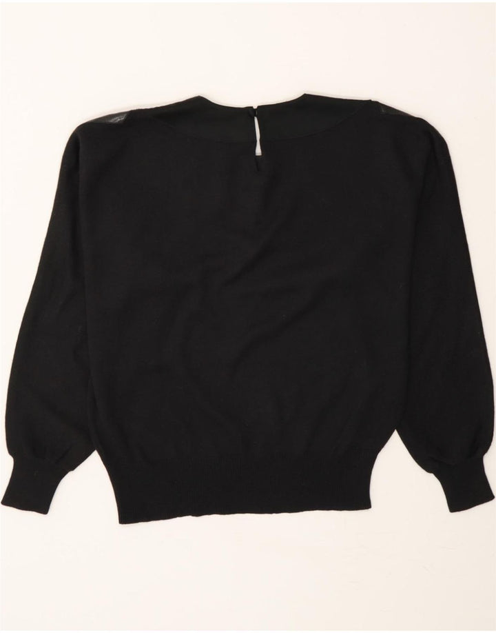VINTAGE Womens Crew Neck Jumper Sweater EU 38 Medium Black Polyacrylic Vintage Vintage and Second-Hand Vintage from Messina Hembry 