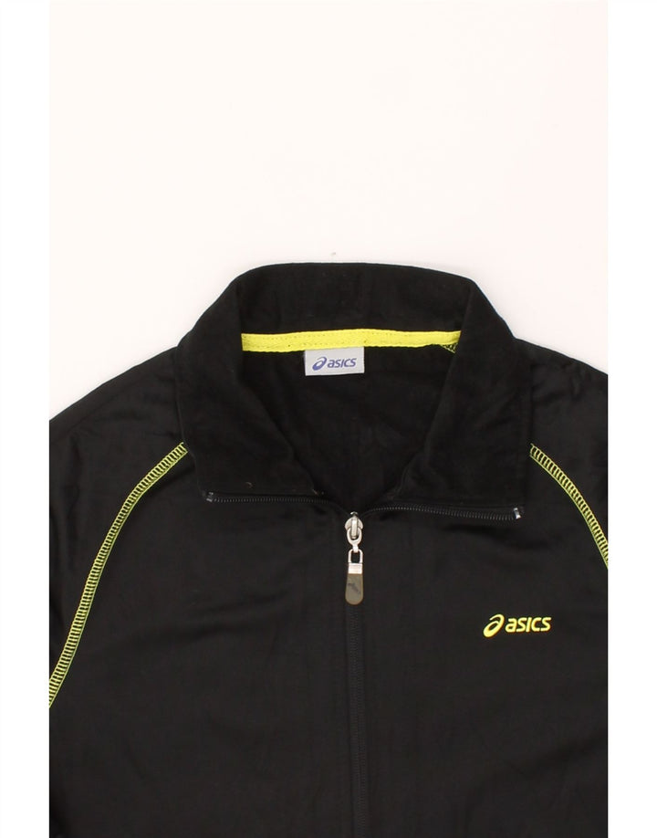 ASICS Womens Tracksuit Top Jacket UK 12 Medium Black Polyester Vintage Asics and Second-Hand Asics from Messina Hembry 