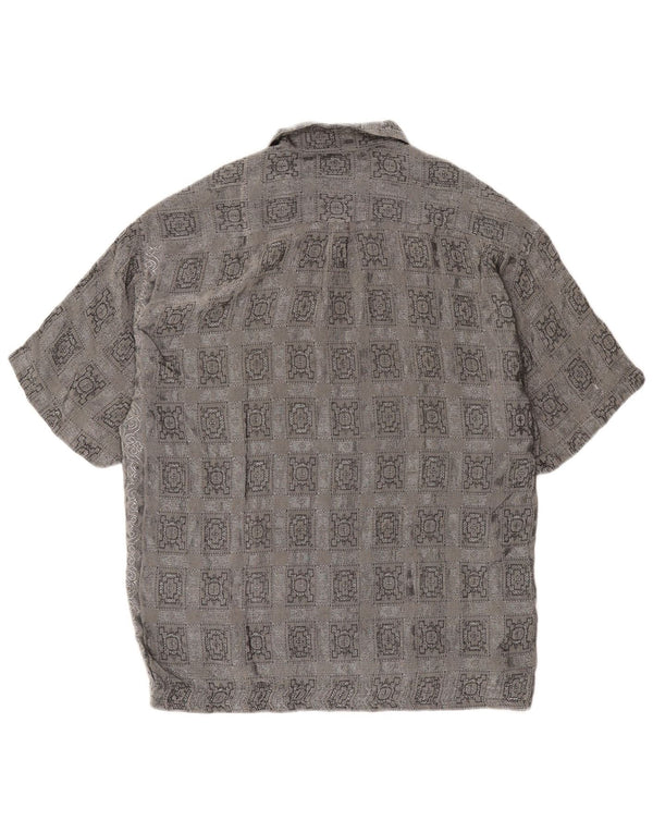 Vintage Mens Short Sleeve Shirt Large Grey Check Acetate