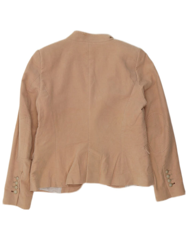 Zara Dame 1 Knap Blazer Jakke UK 14 Stor Beige Bomuld