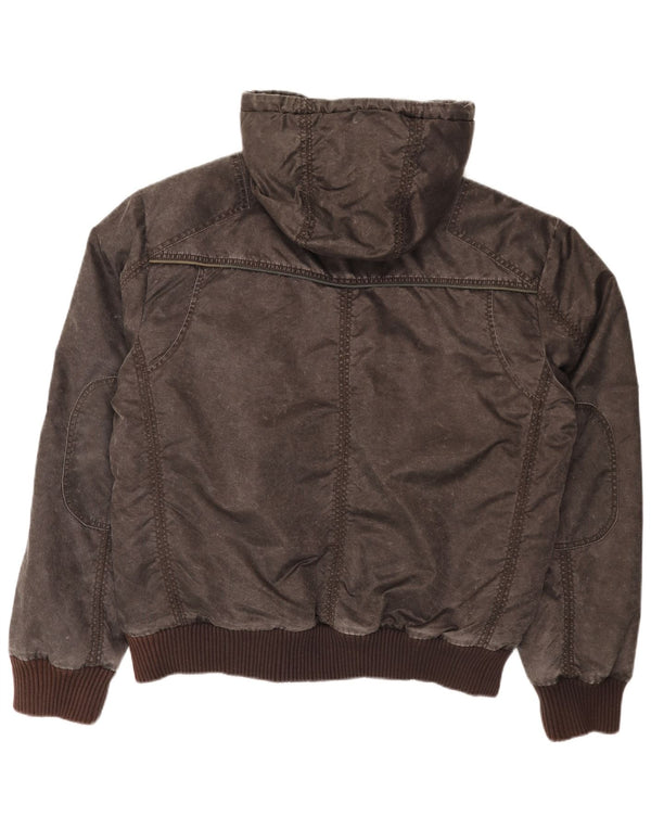Mustang Mens Hooded Bomber Jacket UK 42 XL Brown Polyamide