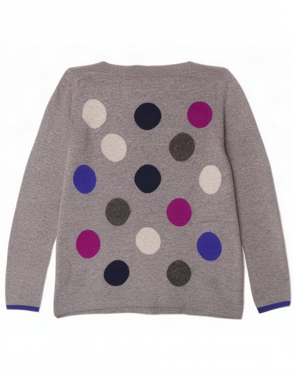 White Stuff Womens Boat Neck Jumper Sweater UK 10 Small Grey Geometric
