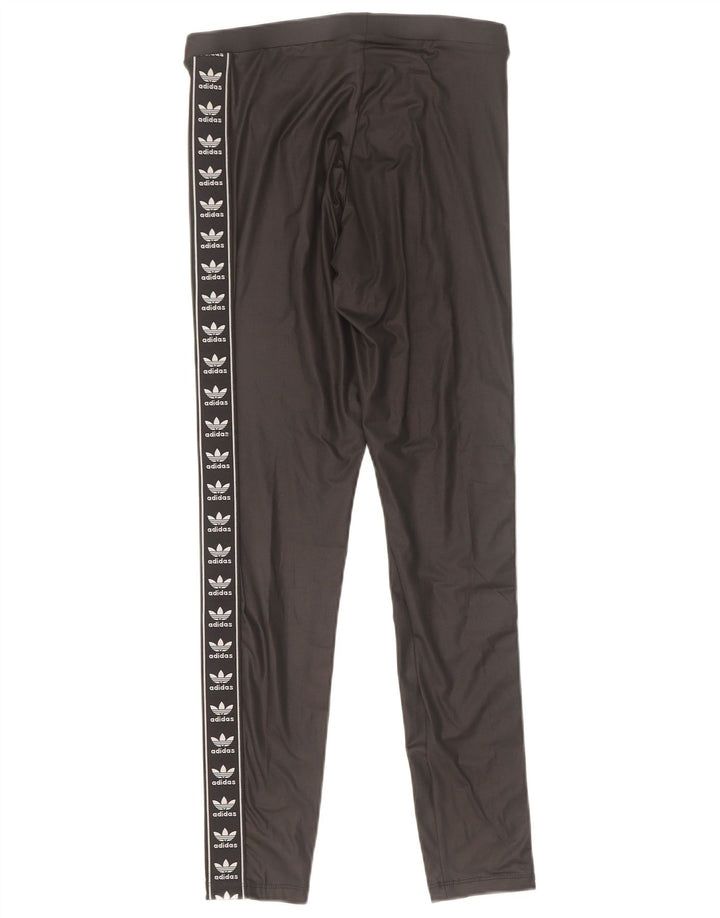 Adidas Damen Graphic Leggings UK 10 Small Schwarz Polyester