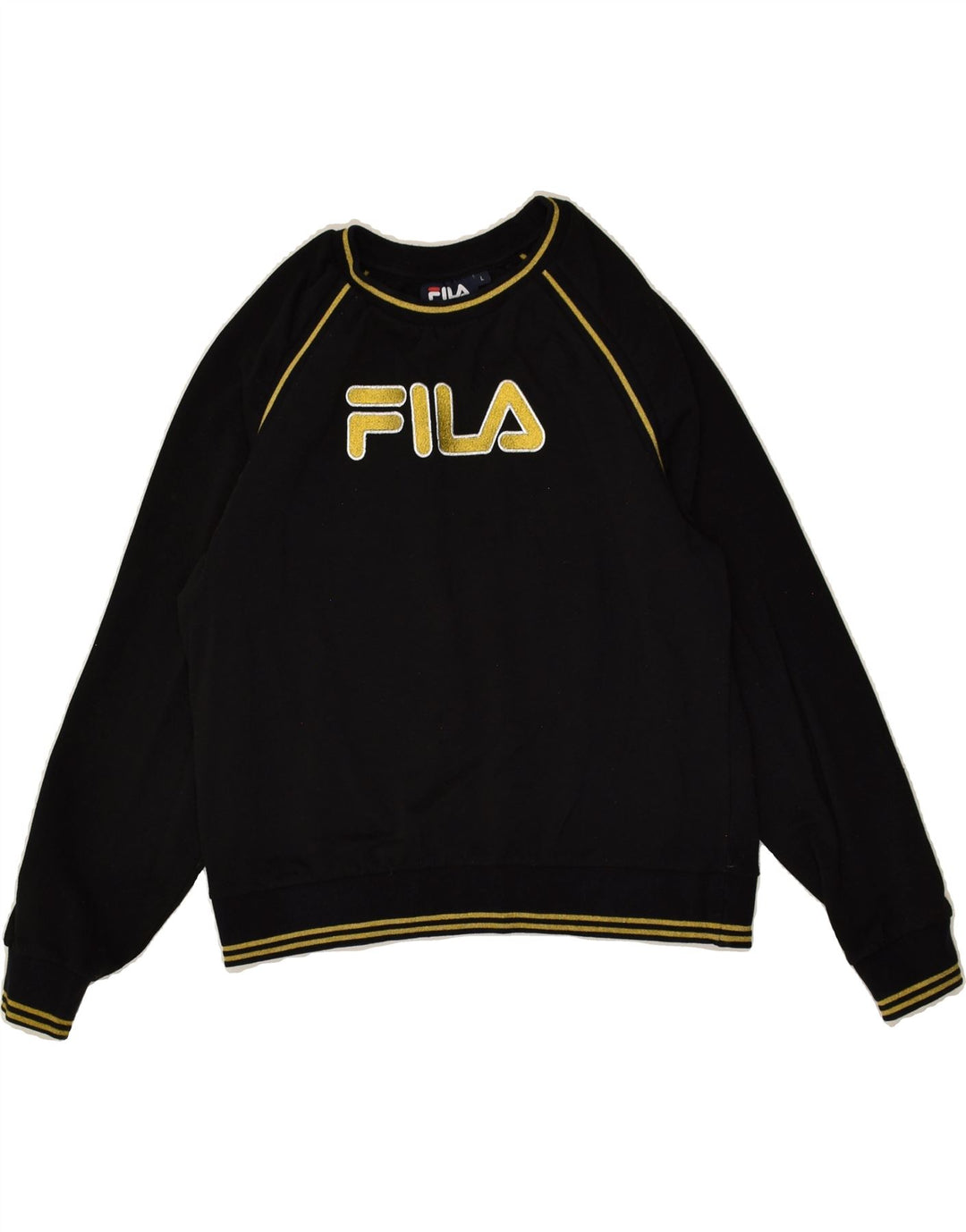 FILA Boys Graphic Sweatshirt Jumper 15-16 Years Large Black Cotton | Vintage Fila | Thrift | Second-Hand Fila | Used Clothing | Messina Hembry 