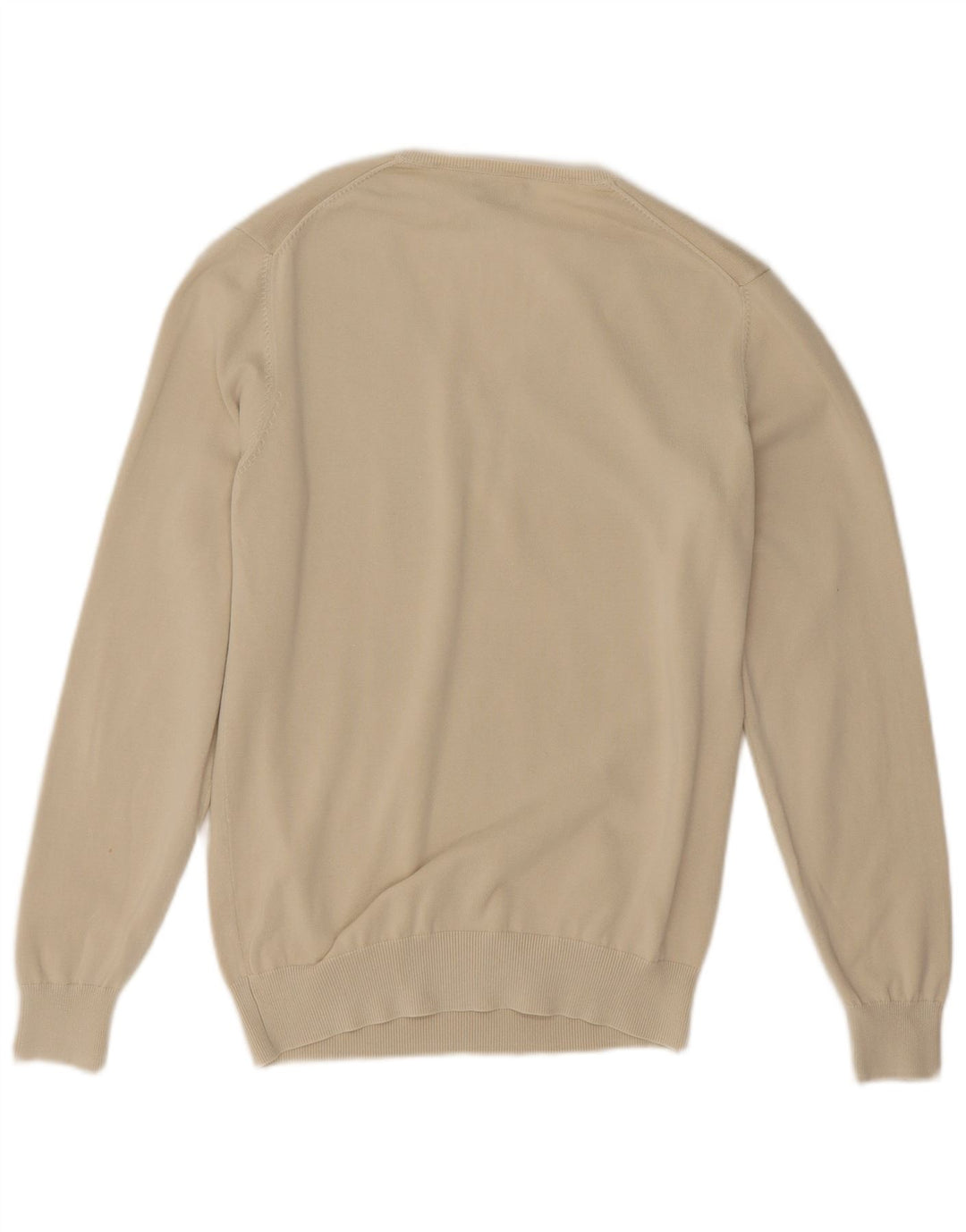 Massimo Dutti Mens V-Neck Jumper Sweater Medium Beige Cotton