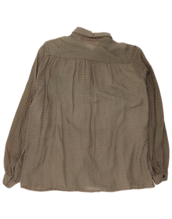 Damska bluzka koszulowa w stylu vintage EU 42, duża, zielona, w kwiaty, retro