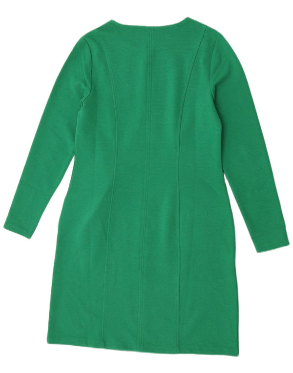 Abito a trapezio a maniche lunghe da donna Boden UK 14 grande cotone verde