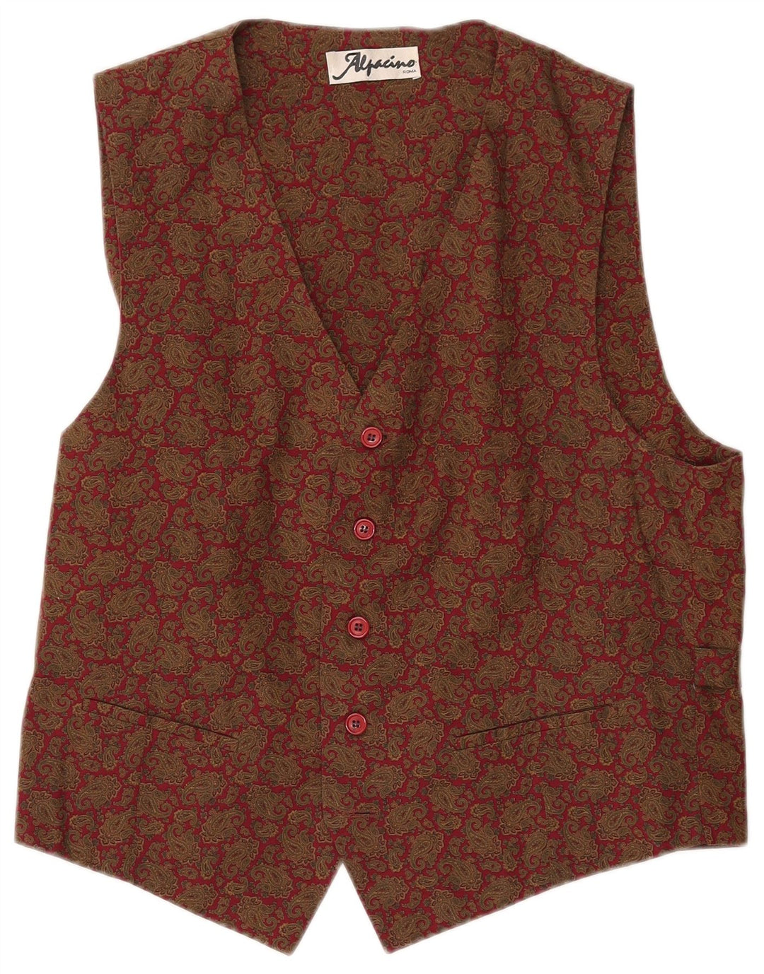 Vintage Mens Waistcoat Large Khaki Paisley