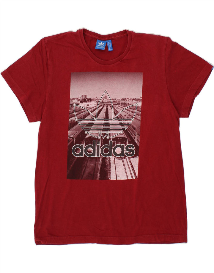 ADIDAS Mens Graphic T-Shirt Top Medium Red Cotton Vintage Adidas and Second-Hand Adidas from Messina Hembry 