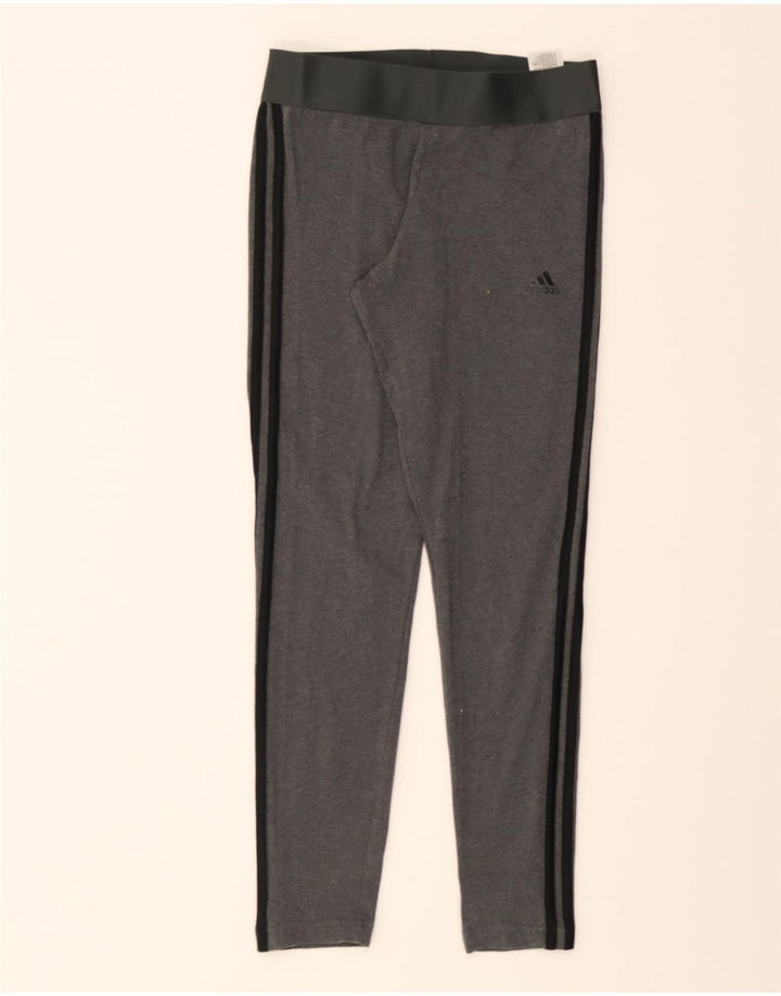 ADIDAS Womens Leggings UK 12/14 Medium  Grey Cotton Vintage Adidas and Second-Hand Adidas from Messina Hembry 