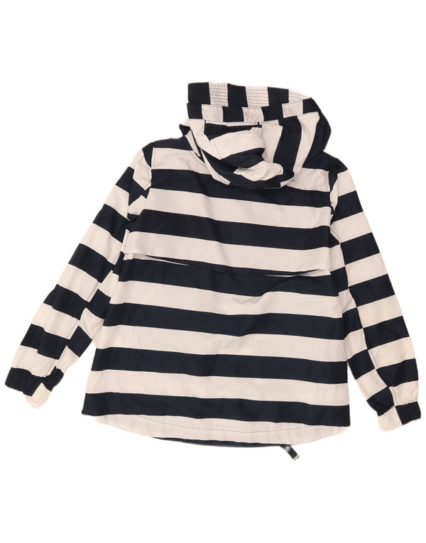 Zara Veste coupe-vent à capuche pour femme UK 16 Large Bleu marine rayé