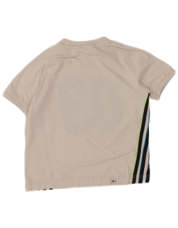 Adidas Boys Regular Graphic T-Shirt Top 7-8 Years White Cotton Sports