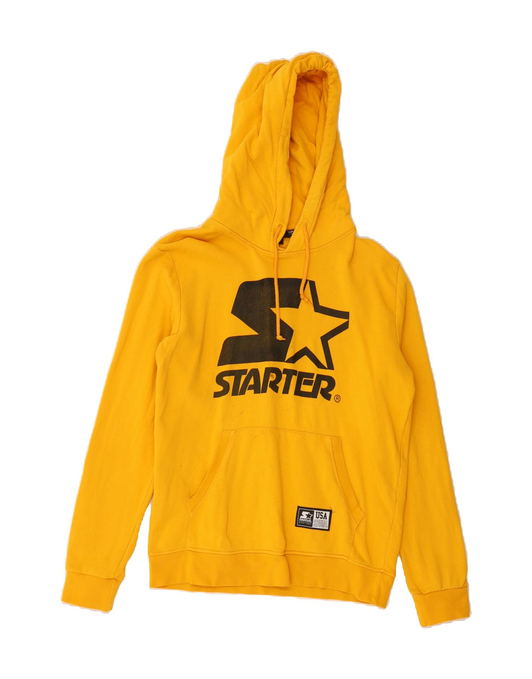 STARTER Mens Graphic Hoodie Jumper Medium Yellow Cotton Vintage Starter and Second-Hand Starter from Messina Hembry 