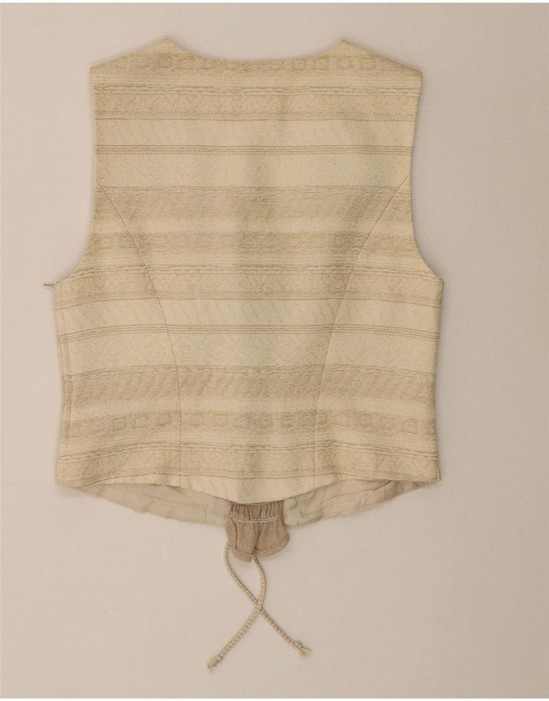 Vintage Womens Crop Top UK 12 Medium  Beige Striped Acetate