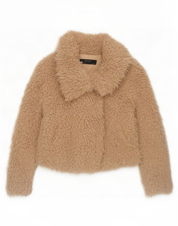 Zara Mujer Teddy Bear Bomber Jacket UK 40 Medium Beige