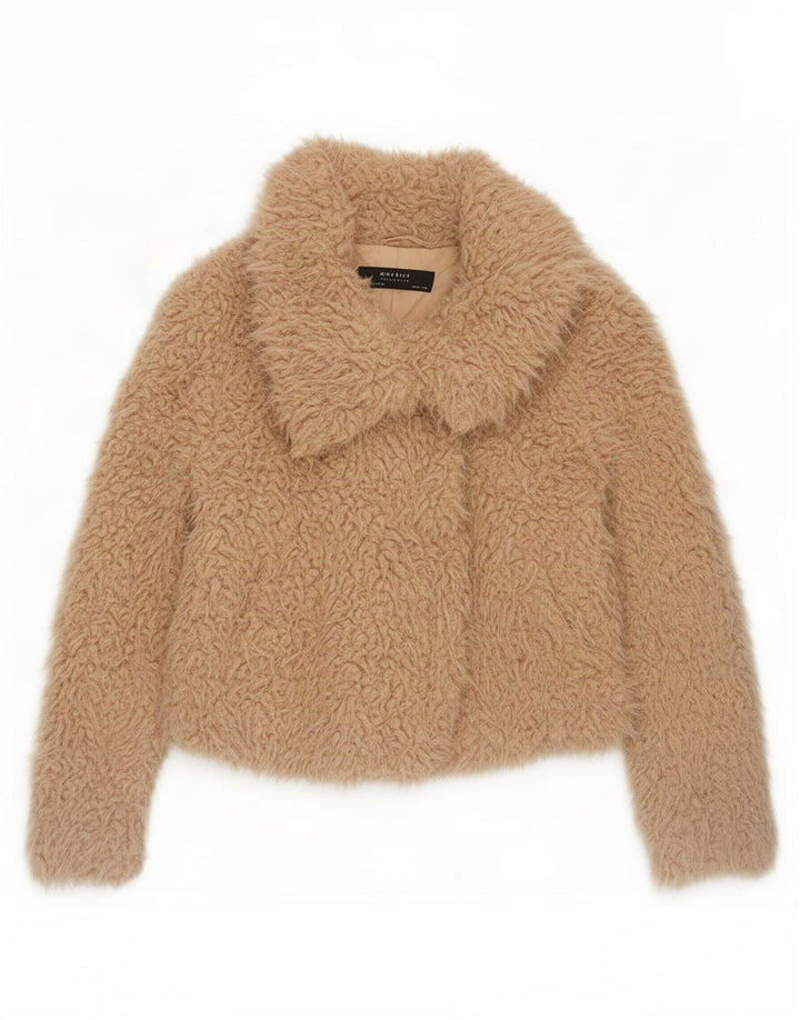 Zara Mujer Teddy Bear Bomber Jacket UK 40 Medium Beige