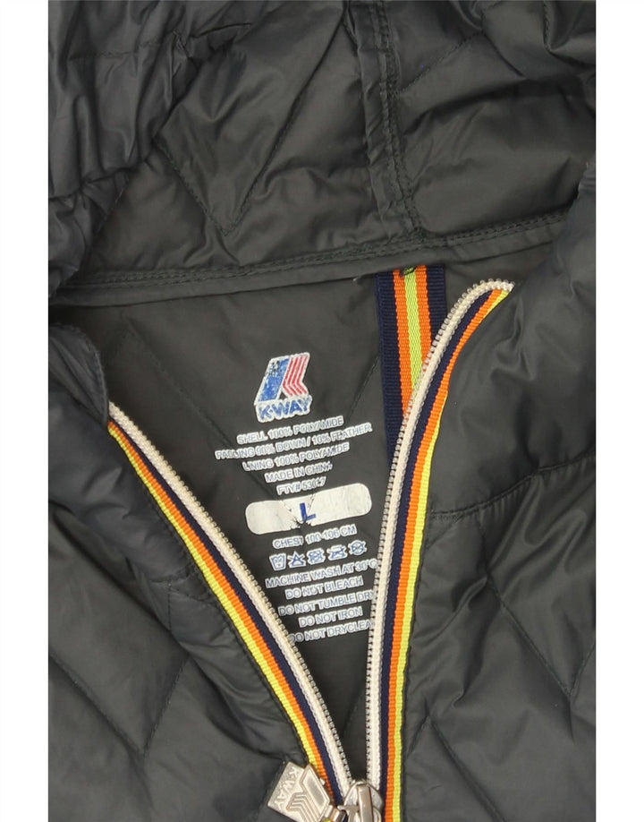 Giacca imbottita con cappuccio da uomo K-Way UK 40 Large Grigia in poliammide