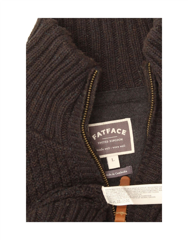 Fat Face Mens Zip Neck Jumper Sweater Large Grey Cotton