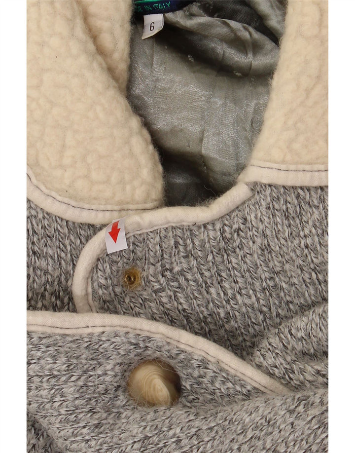 LOLI WOLF Mens Cardigan Sweater XL Grey Colourblock