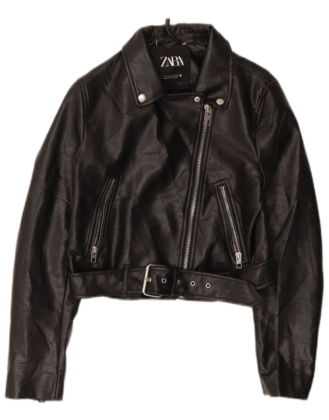 Zara Womens Biker Jacket UK 12 Medium Black