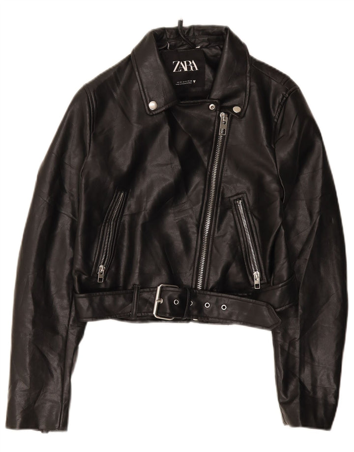 Zara Womens Biker Jacket UK 12 Medium Black