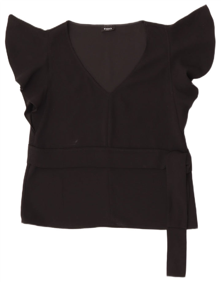 Top camicetta EMME da donna Marella UK 14 grande poliestere nero