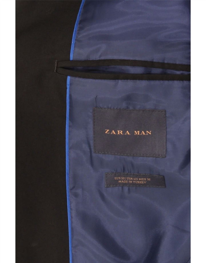 ZARA Mens 2 Button Blazer Jacket EU 52 Large Black Vintage Zara and Second-Hand Zara from Messina Hembry 