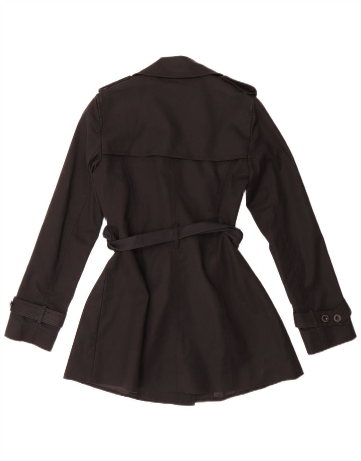 Hobbs Womens Trench Coat UK 8 Small Black Cotton