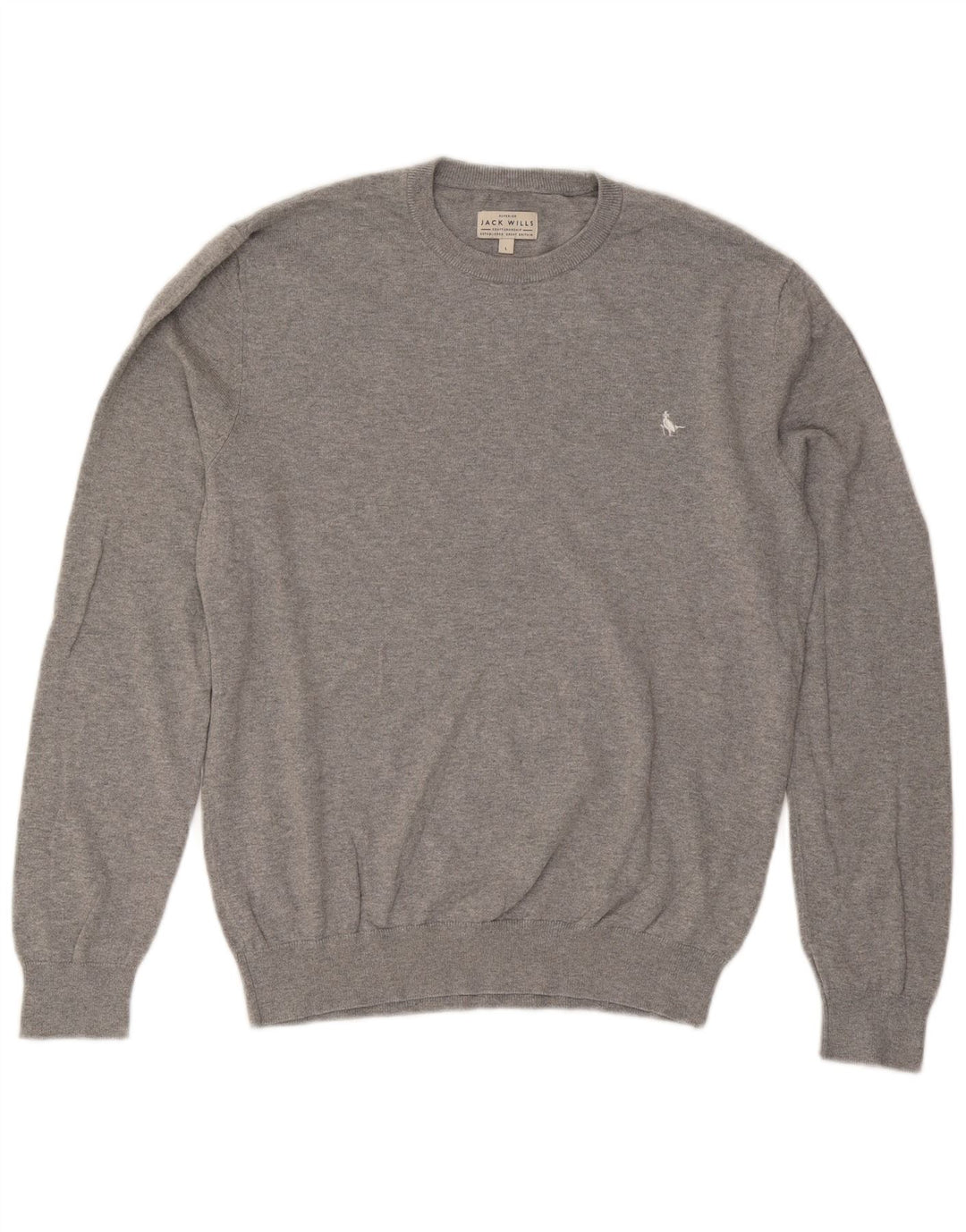 Jack Wills Mens Crew Neck Jumper Sweater Large Grey Cotton