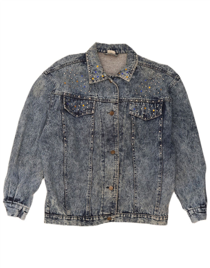VINTAGE Womens Oversized Denim Jacket UK 20 2XL Blue Cotton