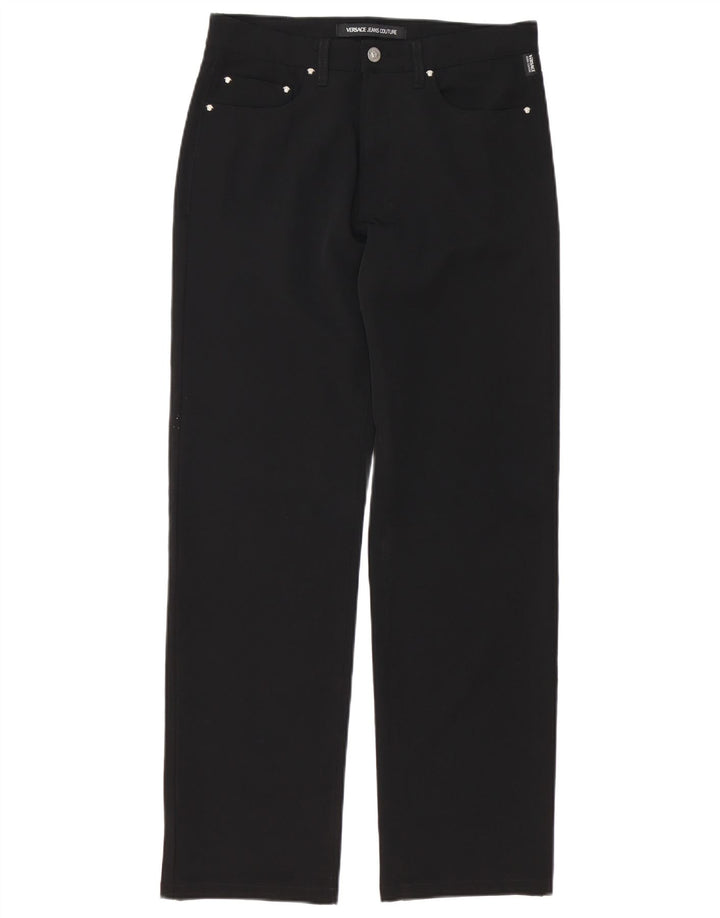 VERSACE Mens Straight Casual Trousers IT 46 Small W32 L30 Black Polyester