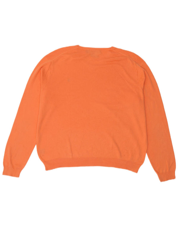 Polo Ralph Lauren Mens Loose Fit V-Neck Jumper Sweater 2XL Orange Cotton