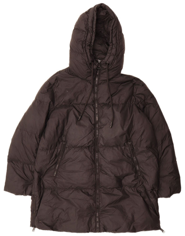 Zara Mujer Abrigo Acolchado Extragrande Con Capucha UK 40 Small Poliamida Negra