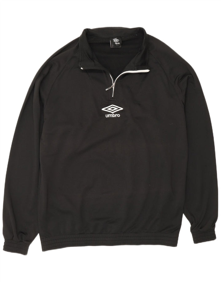 Umbro Herre Zip Neck Pullover Træningsdragt Top Stor Sort Polyester