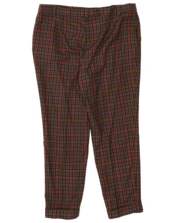 Luisa Spagnoli Womens Slim Cropped Trousers IT 48 XL W36 L27 Khaki Gingham