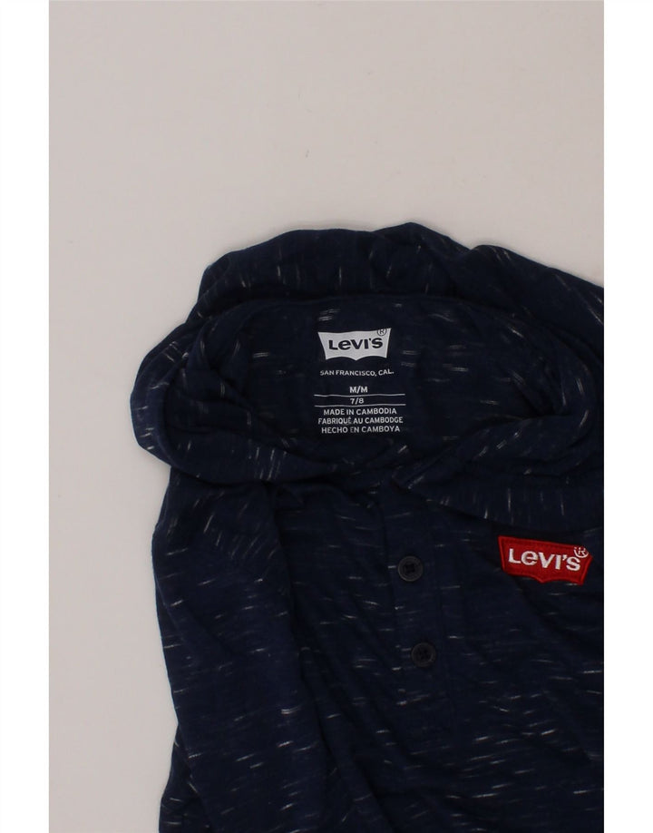 LEVI'S Boys Hooded Top Long Sleeve 7-8 Years Medium Navy Blue Flecked Vintage Levi's and Second-Hand Levi's from Messina Hembry 