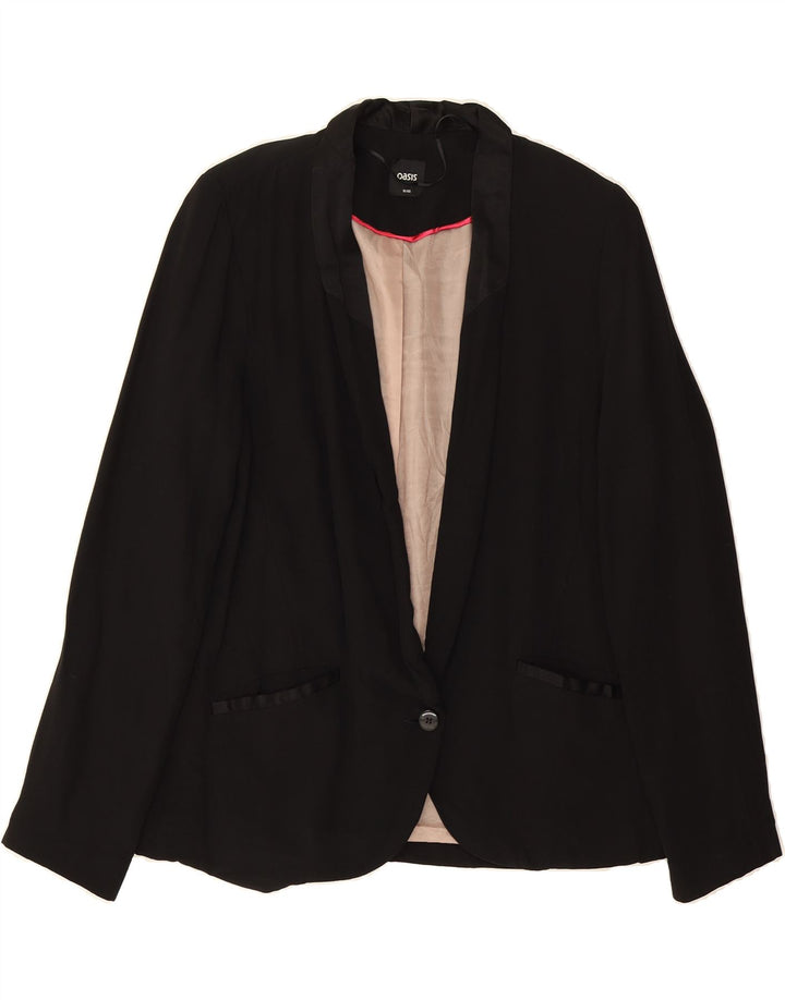 OASIS Womens 1 Button Blazer Jacket UK 14 Medium Black Polyester Vintage Oasis and Second-Hand Oasis from Messina Hembry 