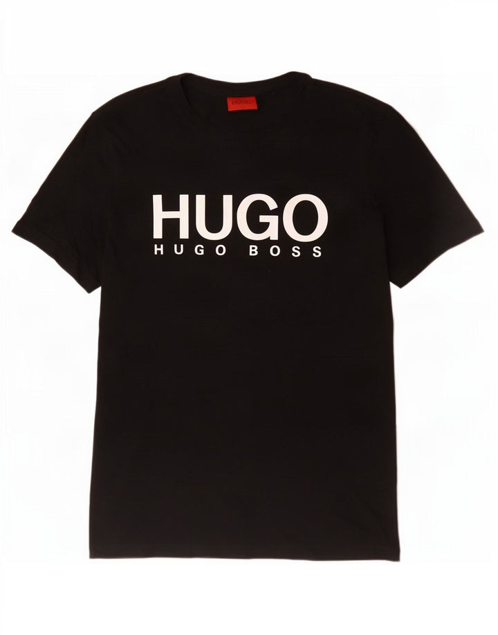 Hugo Boss Mens Graphic T-Shirt Top Medium Black Cotton