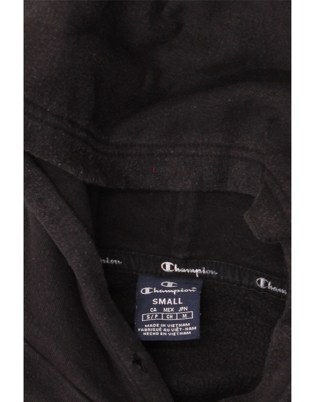 CHAMPION Mens Graphic Hoodie Jumper Small Black Vintage Champion and Second-Hand Champion from Messina Hembry 