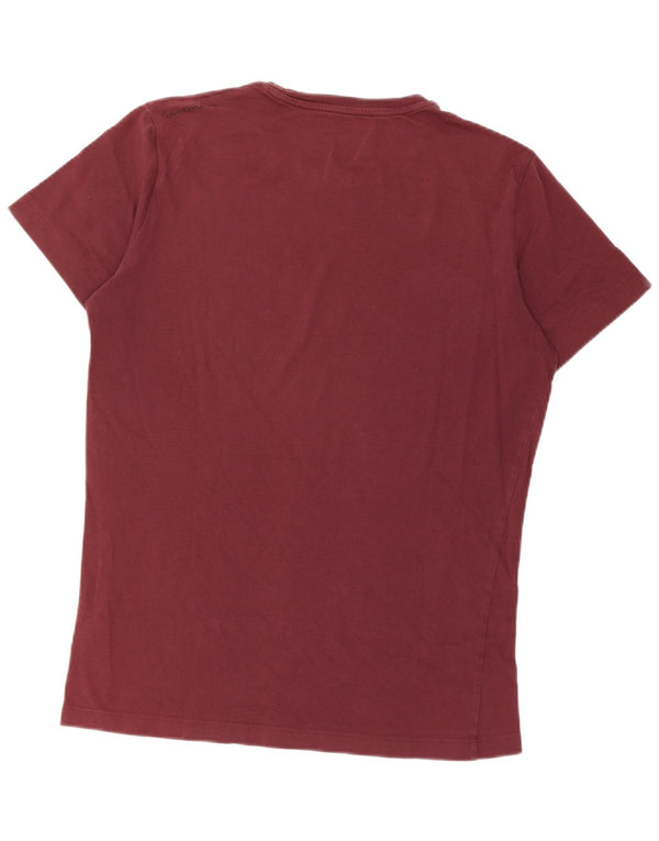 Calvin Klein Jeans Mens Graphic T-Shirt Top Medium Burgundy Cotton