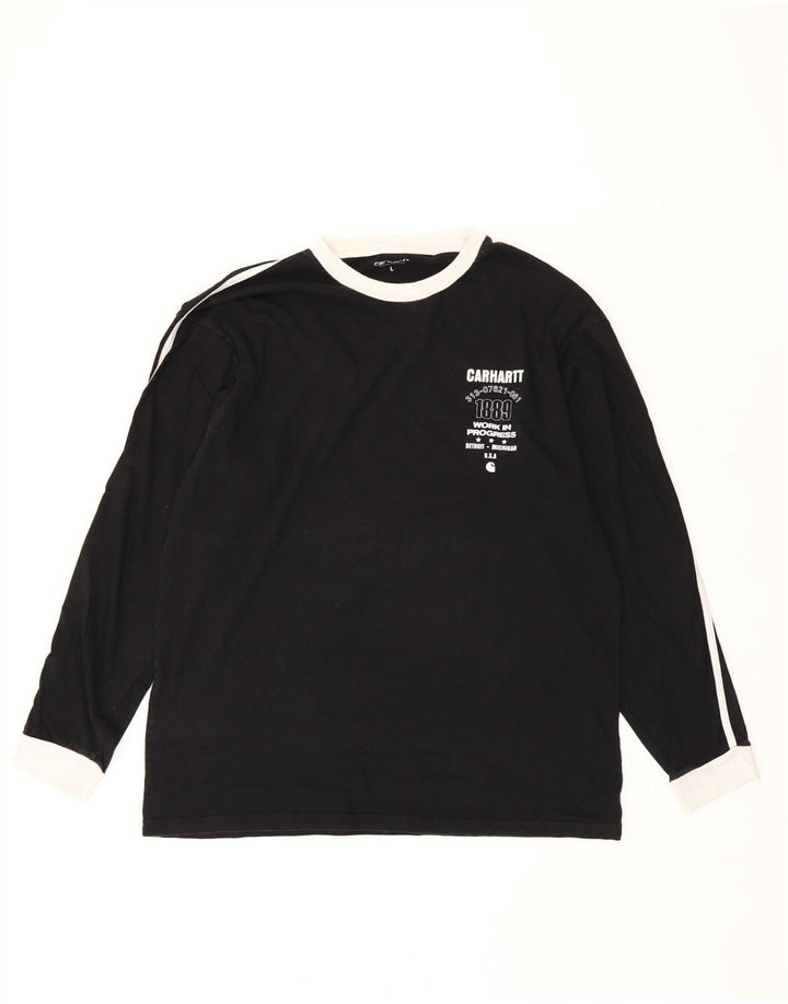 CARHARTT Mens Graphic Top Long Sleeve Large Black Striped