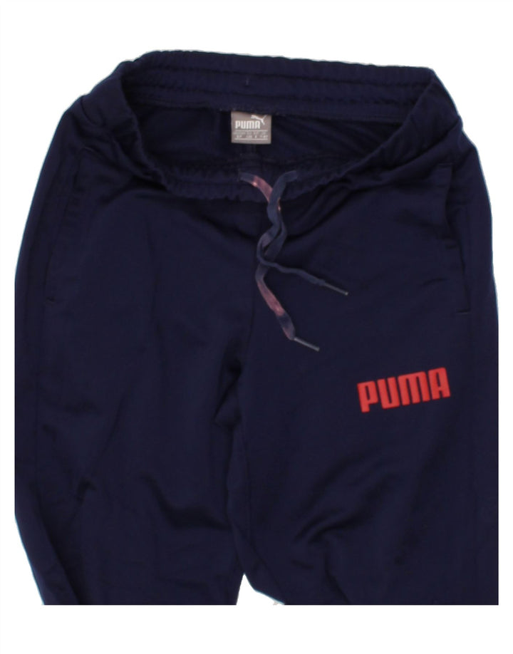 PUMA Boys Tracksuit Trousers Joggers 7-8 Years Navy Blue Polyester Vintage Puma and Second-Hand Puma from Messina Hembry 
