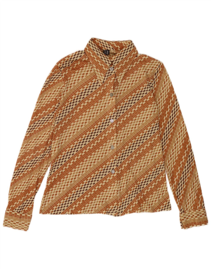 Camicia vintage da donna IT 48 XL a righe marroni